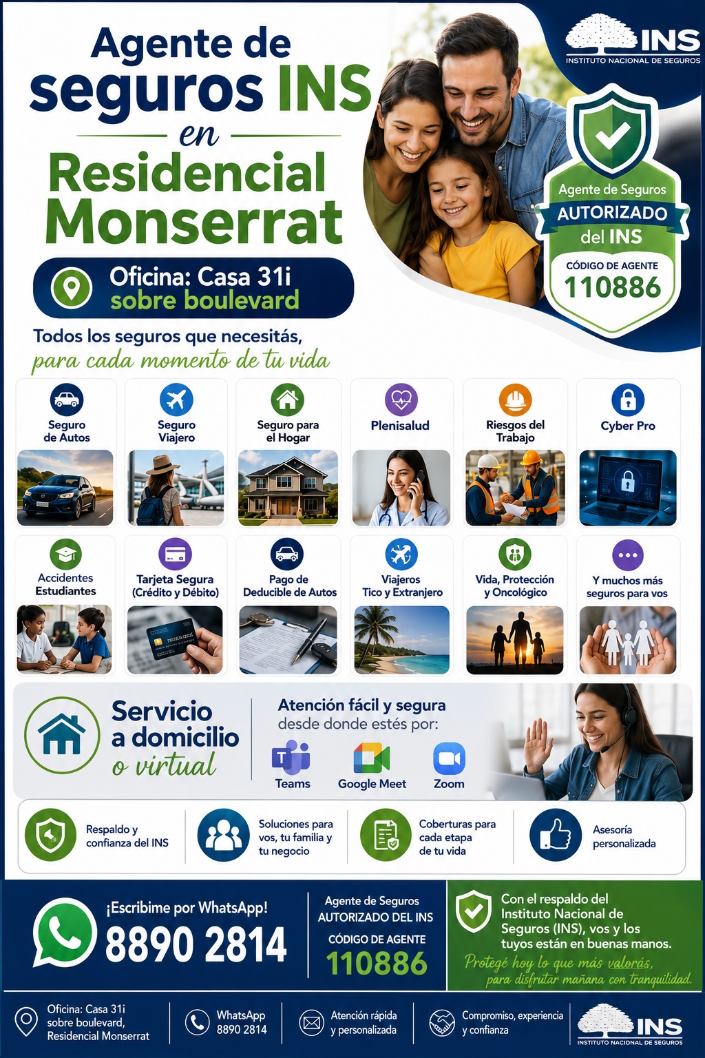 Flyer promocional de Agente de Seguros INS